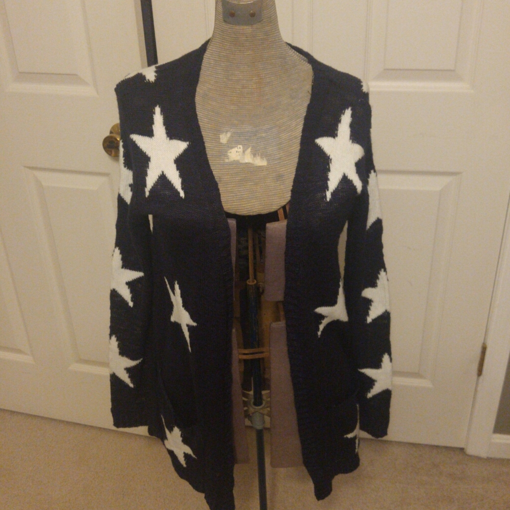 3/$20 Charming Charlie Star Navy Cardigan